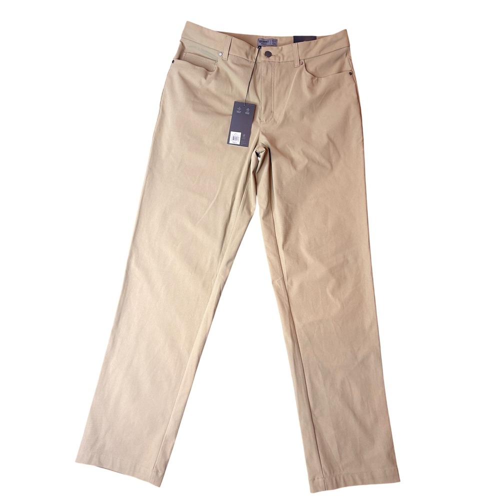 VRST Mens Limitless 5 Pocket Athletic Fit Pants Warm Stone Beige 33x32 NEW